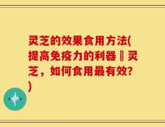 灵芝的效果食用方法(提高免疫力的利器–灵芝，如何食用最有效？)