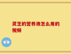 灵芝的营养液怎么用的视频