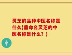 灵芝的品种中医名称是什么(重命名灵芝的中医名称是什么？)