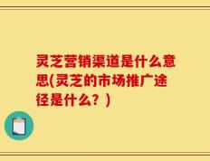 灵芝营销渠道是什么意思(灵芝的市场推广途径是什么？)