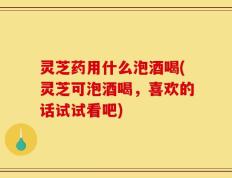 灵芝药用什么泡酒喝(灵芝可泡酒喝，喜欢的话试试看吧)