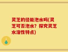 灵芝的径能泡水吗(灵芝可否泡水？探究灵芝水溶性特点)