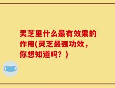 灵芝里什么最有效果的作用(灵芝最强功效，你想知道吗？)