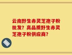 云南野生赤灵芝孢子粉批发？高品质野生赤灵芝孢子粉供应商？