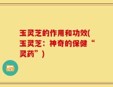玉灵芝的作用和功效(玉灵芝：神奇的保健“灵药”)
