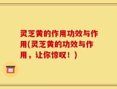 灵芝黄的作用功效与作用(灵芝黄的功效与作用，让你惊叹！)