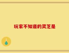 玩家不知道的灵芝是