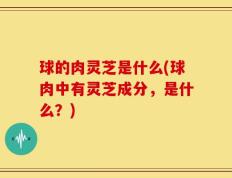 球的肉灵芝是什么(球肉中有灵芝成分，是什么？)