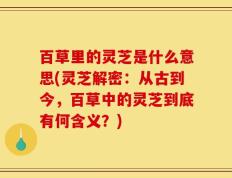百草里的灵芝是什么意思(灵芝解密：从古到今，百草中的灵芝到底有何含义？)