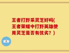 王者打野采灵芝好吗(王者荣耀中打野英雄使用灵芝是否有优劣？)