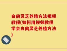 白鹤灵芝养殖方法视频教程(如何用视频教程学会白鹤灵芝养殖方法)