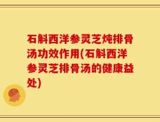 石斛西洋参灵芝炖排骨汤功效作用(石斛西洋参灵芝排骨汤的健康益处)