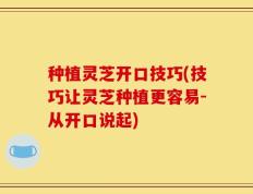 种植灵芝开口技巧(技巧让灵芝种植更容易-从开口说起)