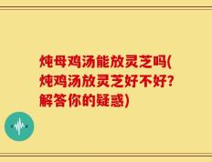 炖母鸡汤能放灵芝吗(炖鸡汤放灵芝好不好？解答你的疑惑)