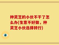 种灵芝的小伙不干了怎么办(生意不好做，种灵芝小伙选择转行)
