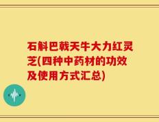 石斛巴戟天牛大力红灵芝(四种中药材的功效及使用方式汇总)