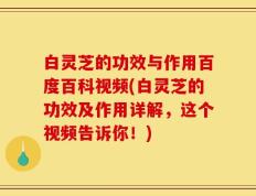 白灵芝的功效与作用百度百科视频(白灵芝的功效及作用详解，这个视频告诉你！)