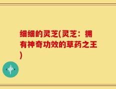 细细的灵芝(灵芝：拥有神奇功效的草药之王)