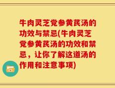 牛肉灵芝党参黄芪汤的功效与禁忌(牛肉灵芝党参黄芪汤的功效和禁忌，让你了解这道汤的作用和注意事项)