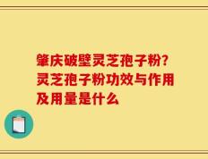 肇庆破壁灵芝孢子粉？灵芝孢子粉功效与作用及用量是什么