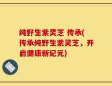 纯野生紫灵芝 传承(传承纯野生紫灵芝，开启健康新纪元)