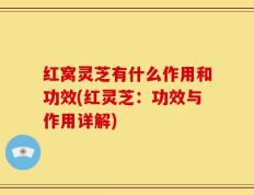 红窝灵芝有什么作用和功效(红灵芝：功效与作用详解)