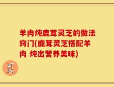 羊肉炖鹿茸灵芝的做法窍门(鹿茸灵芝搭配羊肉 炖出营养美味)