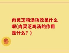 肉灵芝鸡汤功效是什么呢(肉灵芝鸡汤的作用是什么？)