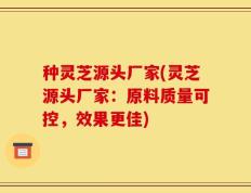 种灵芝源头厂家(灵芝源头厂家：原料质量可控，效果更佳)