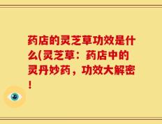 药店的灵芝草功效是什么(灵芝草：药店中的灵丹妙药，功效大解密！
