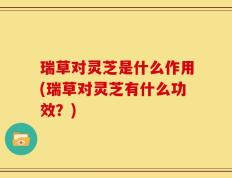 瑞草对灵芝是什么作用(瑞草对灵芝有什么功效？)