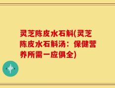 灵芝陈皮水石斛(灵芝陈皮水石斛汤：保健营养所需一应俱全)