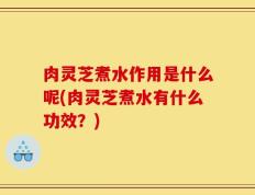 肉灵芝煮水作用是什么呢(肉灵芝煮水有什么功效？)