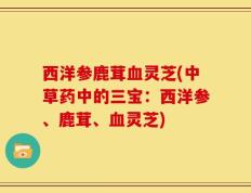 西洋参鹿茸血灵芝(中草药中的三宝：西洋参、鹿茸、血灵芝)