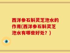 西洋参石斛灵芝泡水的作用(西洋参石斛灵芝泡水有哪些好处？)