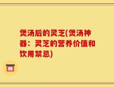 煲汤后的灵芝(煲汤神器：灵芝的营养价值和饮用禁忌)