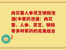 肉苁蓉人参灵芝锁阳泡酒(中草药泡酒：肉苁蓉、人参、灵芝、锁阳等多种草药的完美组合)