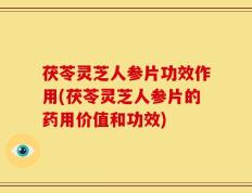 茯苓灵芝人参片功效作用(茯苓灵芝人参片的药用价值和功效)