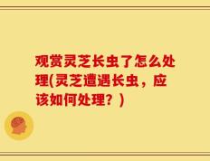 观赏灵芝长虫了怎么处理(灵芝遭遇长虫，应该如何处理？)