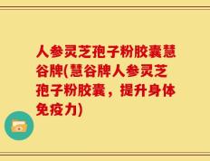 人参灵芝孢子粉胶囊慧谷牌(慧谷牌人参灵芝孢子粉胶囊，提升身体免疫力)