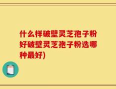 什么样破壁灵芝孢子粉好破壁灵芝孢子粉选哪种最好)