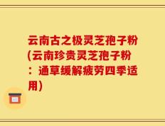 云南古之极灵芝孢子粉(云南珍贵灵芝孢子粉：通草缓解疲劳四季适用)
