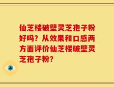 仙芝楼破壁灵芝孢子粉好吗？从效果和口感两方面评价仙芝楼破壁灵芝孢子粉？