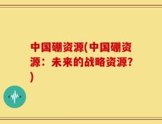 中国硼资源(中国硼资源：未来的战略资源？)