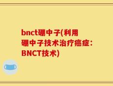 bnct硼中子(利用硼中子技术治疗癌症：BNCT技术)