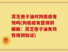 灵芝孢子油对狗癌症有效吗(狗癌症有望得到缓解：灵芝孢子油有效性得到验证)
