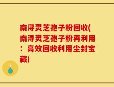 南浔灵芝孢子粉回收(南浔灵芝孢子粉再利用：高效回收利用尘封宝藏)
