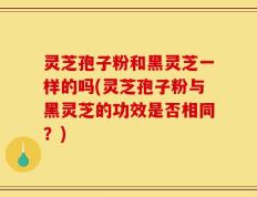 灵芝孢子粉和黑灵芝一样的吗(灵芝孢子粉与黑灵芝的功效是否相同？)