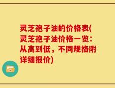 灵芝孢子油的价格表(灵芝孢子油价格一览：从高到低，不同规格附详细报价)