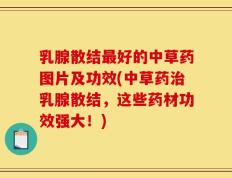 乳腺散结最好的中草药图片及功效(中草药治乳腺散结，这些药材功效强大！)